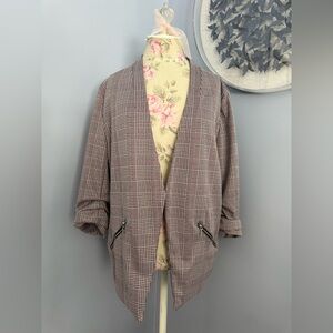 Maurices Pink Plaid Open-Front Blazer